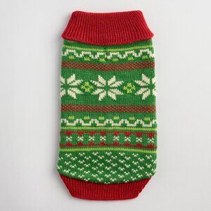 NWT size SMALL dog NEW sweater WORLD MARKET knit pet fair isle green red holiday